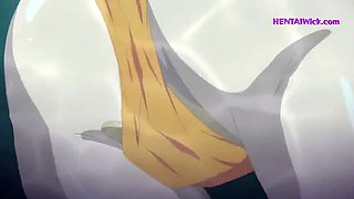 Hentai Beach Sex - Public Cabin Fuck with Loud Moaning & Creampie