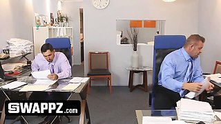 Office exchange: insane stepfathers trade teeny stepdaughters