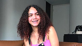 Cute curly Latina enjoys rough fucking