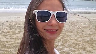Naked Walking and Risky Pee on the Beach