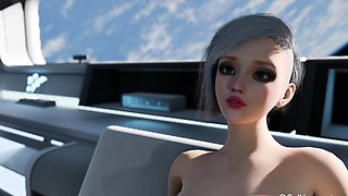 3D animation fuck on a space station with sexy blonde