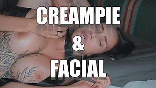Stepmom Shared Bed After Scary Movie with Stepson and Seduced Him to Fuck Till Accidental Creampie