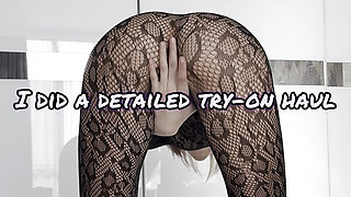 Slutty Stepsis GRINDING & Dry HUMPS in Sheer Bodystocking After Try-On