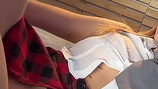 Long Legs Hot Beauty Blonde in College Uniform Skirt First Ignores the Big Cock Then Makes It Cum by Ruining the Intense Orgasm