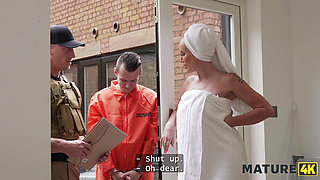 MATURE4K. Young British man with a huge cock fucked hard his hot MILF neighbour