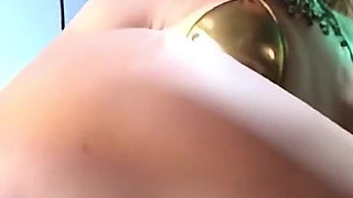 Audrey Struts in Latex Bikini and Grinds Cue to Orgasm!