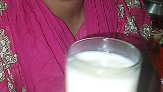 This morning, I poured a large glass of milk into my wife's hand.