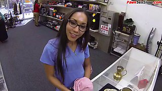 Asian nurse pawn fucked and facialized in office after blowjob
