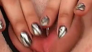 Vintage Blonde Babe in Fetish Lingerie Fucks Herself