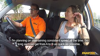 She gets a grubby internal cumshot after her advanced driving lesson - fake driving school