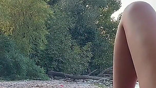 Nude Beach Tease: Helping a Voyeur Cum Hard