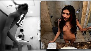 SMALL TIT BRUNETTE TATTOOED TEEN GIRLFRIEND CAUGHT IN SHOWER