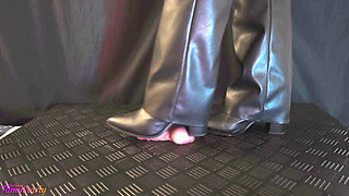 Careless Relaxing Bootjob and Crushing in Fold Over Boots - Cock Balls Crush Trample, Shoejob, Bootjob, CBT, Ballbusting