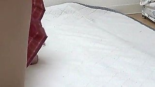 See Through Mini Skirt Uniform Shows Nipples, Thong Panties Wedgie Crotch, Nice Body Japanese Girl's Sexy Apartment Cleaning