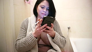 Pregnant MILF Smoking Cigarette