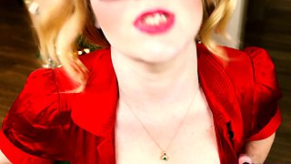 Blonde tight pussy babe solo toy fun in glamour masturbation