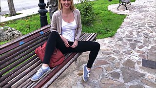 Blonde and her outdoor solo masturbation