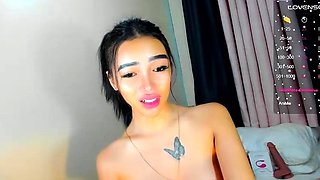 Short haired chick with big tits jerks her pussy online