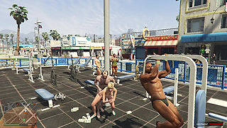 Tracey have sex with her Sugar daddy Trevor in outdoor beach gym