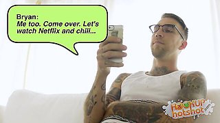 Cumshot porn with smiling Lexi Jaxson and Bryan Gozzling from Hookup Hotshot