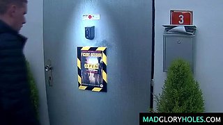 Hot Blonde MILF Luci Angel Takes Multiple Cocks in Glory Hole Gangbang