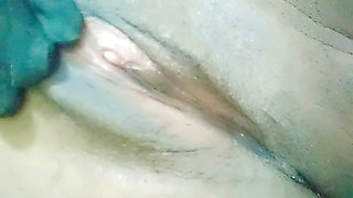 Soft pussy rubbing in my bedroom