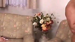 Friends get fucked on the couch but three willing cocks open her up in all their willing holes