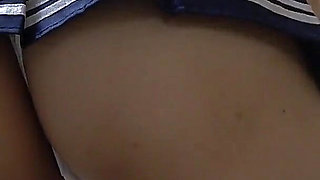 Girls-only Apartment in Japan, a Girl Cleaning in Apron Style Miniskirt Uniform, Thong Wedgie Panties, and White Socks