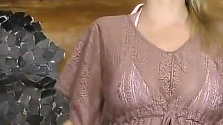 Joking and talking before shooting "Kitchen in wood house