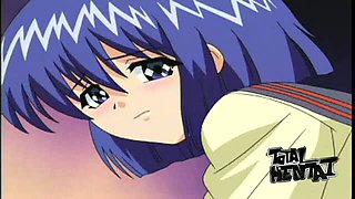 Emotional purple haired cute college chick gets poked from behind