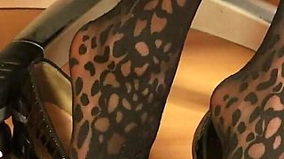 Leopard Tights & Black Pumps - Slow Shoeplay & Dangling Seduction