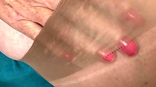 Hot Mature Granny Shows Off Her Big Natural Tits in Vintage Corset & Stockings - Foot Fetish Fun