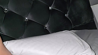 Step mom laid down playing with step son big dick