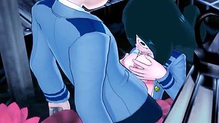Deku pounds Tsuyu Asui hard - creampie finish in her tight pussy - My Hero Academia hentai