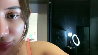 Cute indonesian girl exposing her wet pussy under sexy lingerie