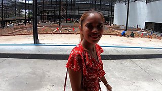 Elephants feeding with Thai girlfriend