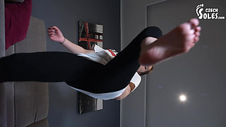 Asian Girl Karate Kicks and POV Foot Worship