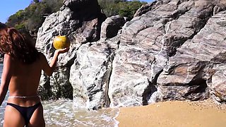 Tiny Mexican teen beauty beach posing