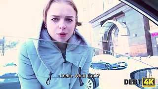Debt4k. jummy thing gives mouth and vagina to fellow who pays her debts