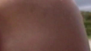 Naked wife on the beach with ass up and doing blowjob is filmed by cuckold