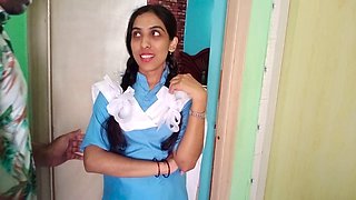 Erotic encounter in school uniform for 18-year-old Indian student