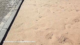 Mila Morena Sunday Ride in Lace Panties - Outdoor Amateur Flashing & Big Cameltoe