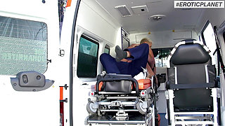 German - Hard sex in ambulance car