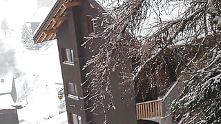 On the Balcony with Snow