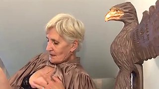 Blonde German granny facialized after hardcore sex