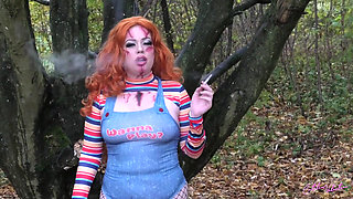 Catalia Smoking Dressed up in Cosplay