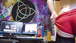 dressed up sissy shows off and gets hard