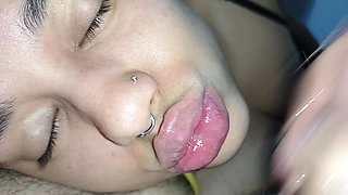 THE MOST BEAUTIFUL PINK LIPS, CUCKOLD LOVES TO RUN HIS COCK ON THEM
