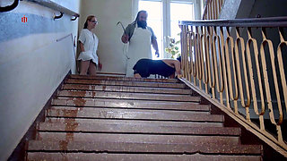 Lazy Cleaning Girl Andrea Has to Absolve a Rough Work Training