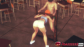 Gloryhole Blowjob - Big Tits & Ass Redhead Takes Massive Cumshot in 3D Hentai